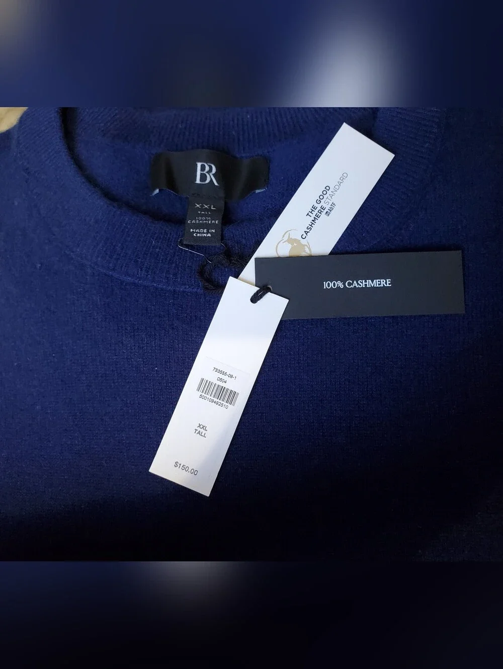NWT Banana Republic Blue Cashmere Crew-Neck Sweater Size XXL/Tall